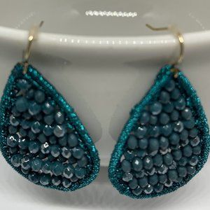 Teal Stone & Crystal Teardrop Earrings